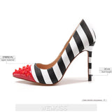 Spiked High Heels 12 cm Stiletto Pointed Toe Zebra Shallow Color Shoes