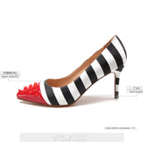 Spiked High Heels 12 cm Stiletto Pointed Toe Zebra Shallow Color Shoes